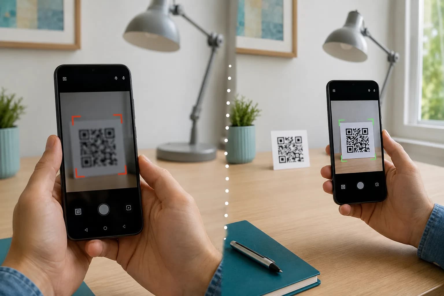 Side-by-side Android scan showing a blurry failed attempt and a well-lit successful attempt